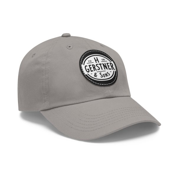 dad hat with leather patch (round)