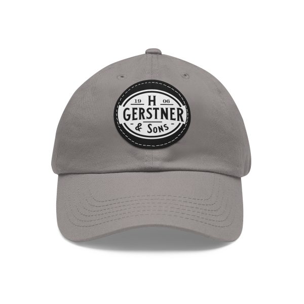 dad hat with leather patch (round)