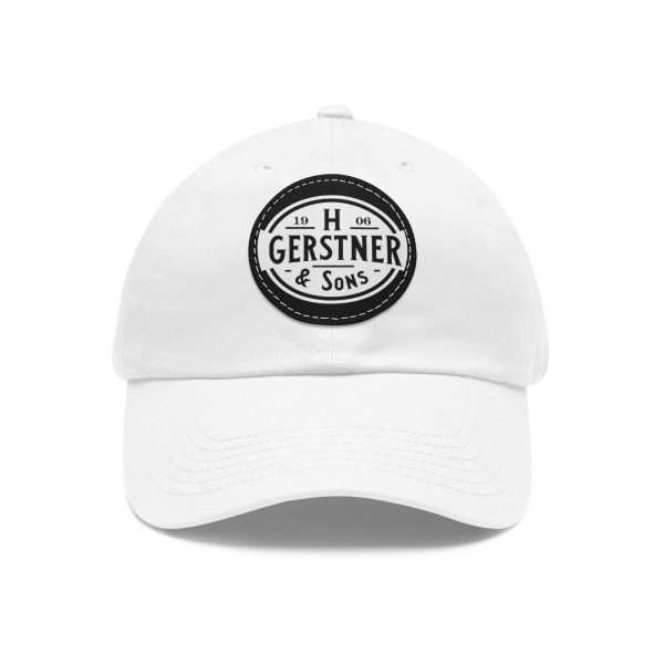 dad hat with leather patch (round)